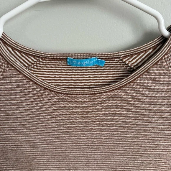 J. McLaughlin Large Jamey Brown Striped Crewneck Sweater VGUC - Picture 3 of 5